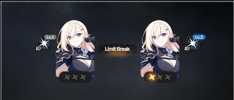 Limit Break: advancing a Savior's break stage fills a star and raises the level ceiling